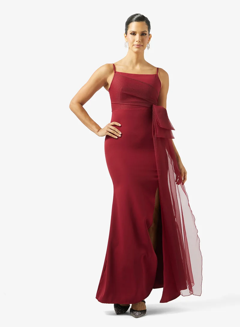 Draped Evening Dress With Slit